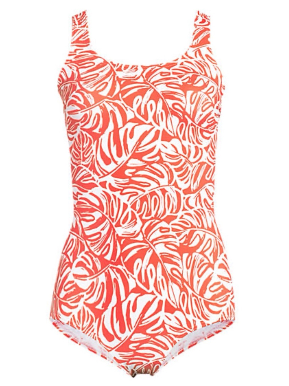 Lands' End Orange and White Tropical One-Piece Swimsuit 12